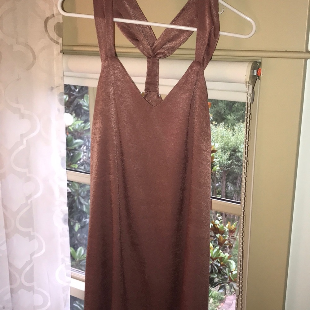 Blush Satin Cocktail dress with exposed back